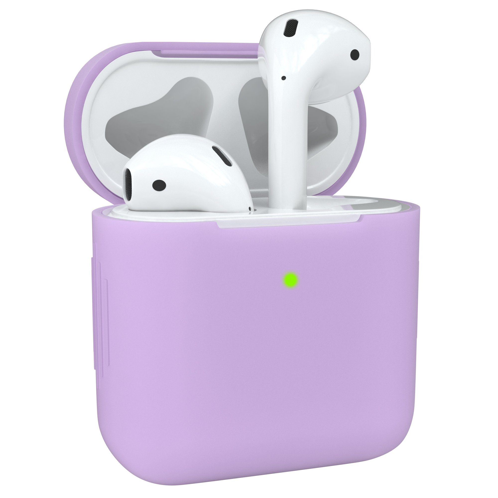 EAZY CASE Kopfhörer-Schutzhülle Silikon Hülle kompatibel mit Apple AirPods 1 & 2, Stoßfest Cover Qi-Charging möglich Schutzhülle Hülle Violett / Flieder