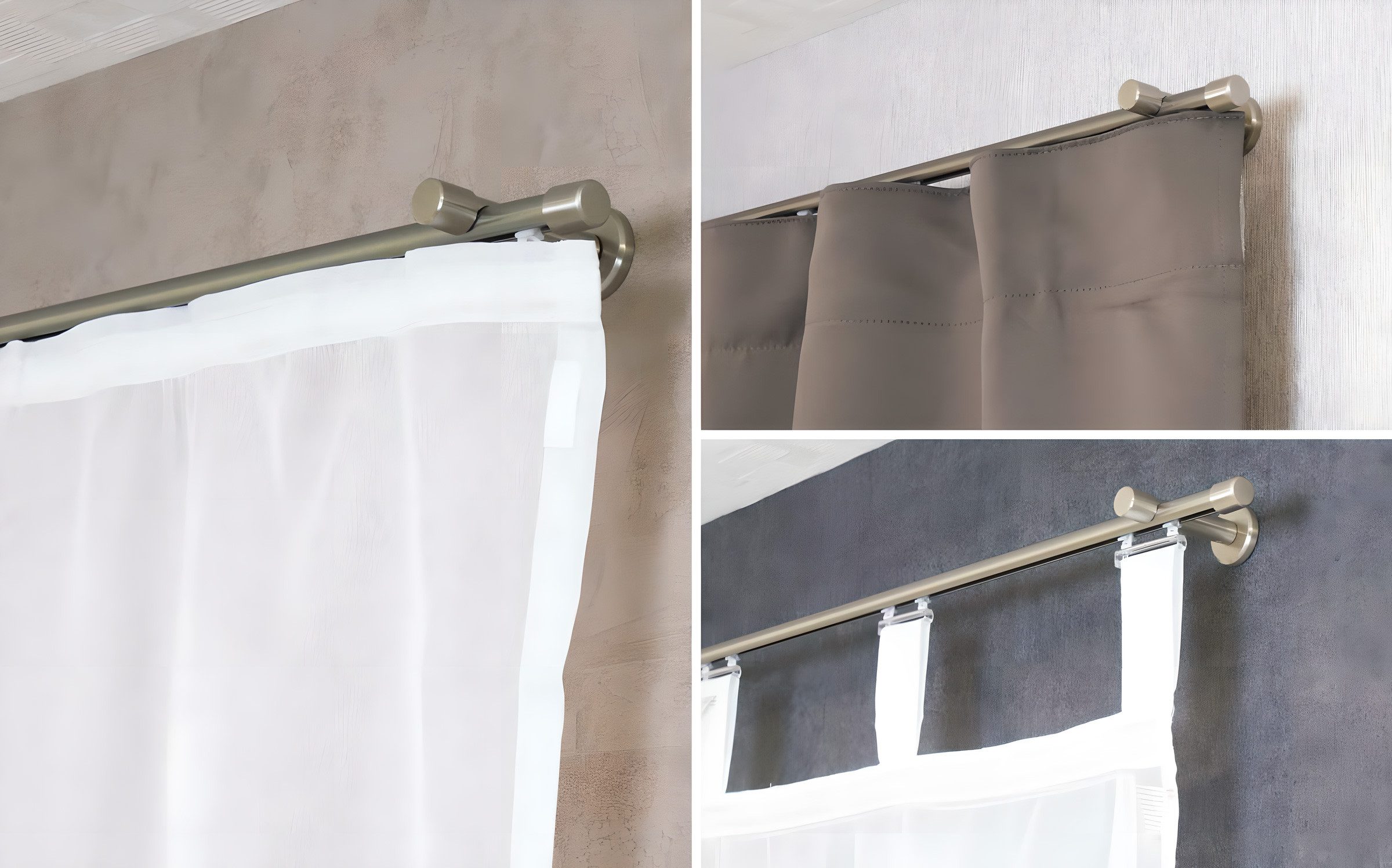 iso-design Gardinenstange Innenlauf 16 mm Farbe Edelstahl Wandabstand 7 cm Endstück Kappe, Ø 16 mm, 1-läufig, Fixmaß, mit Bohren, Aluminium, Innenlaufprofil mit – Bild 4 von 5