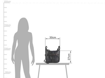 Bear Design Umhängetasche "Anna" Cow Lavato Leder, Handtasche, Shopper, Damen Schultertasche 30x27cm, knautschig schwarz