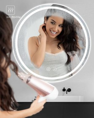 Dripex Badspiegel LED rund Spiegel 3 Lichtfarbe Einstellbar