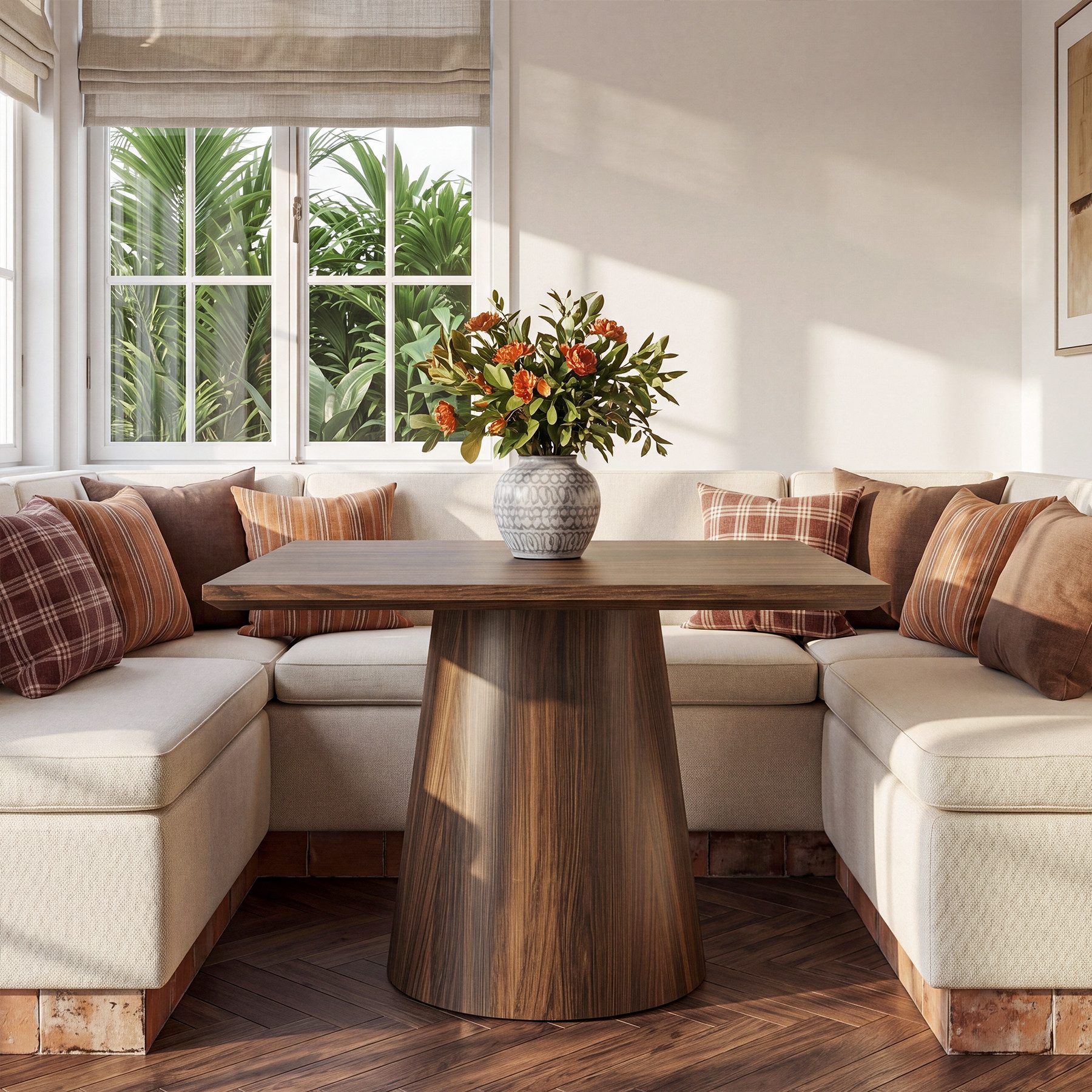 Tribesigns Esstisch 80 cm quadratischer Esstisch mit Säulenfuß, Küchentisch für 4 Personen