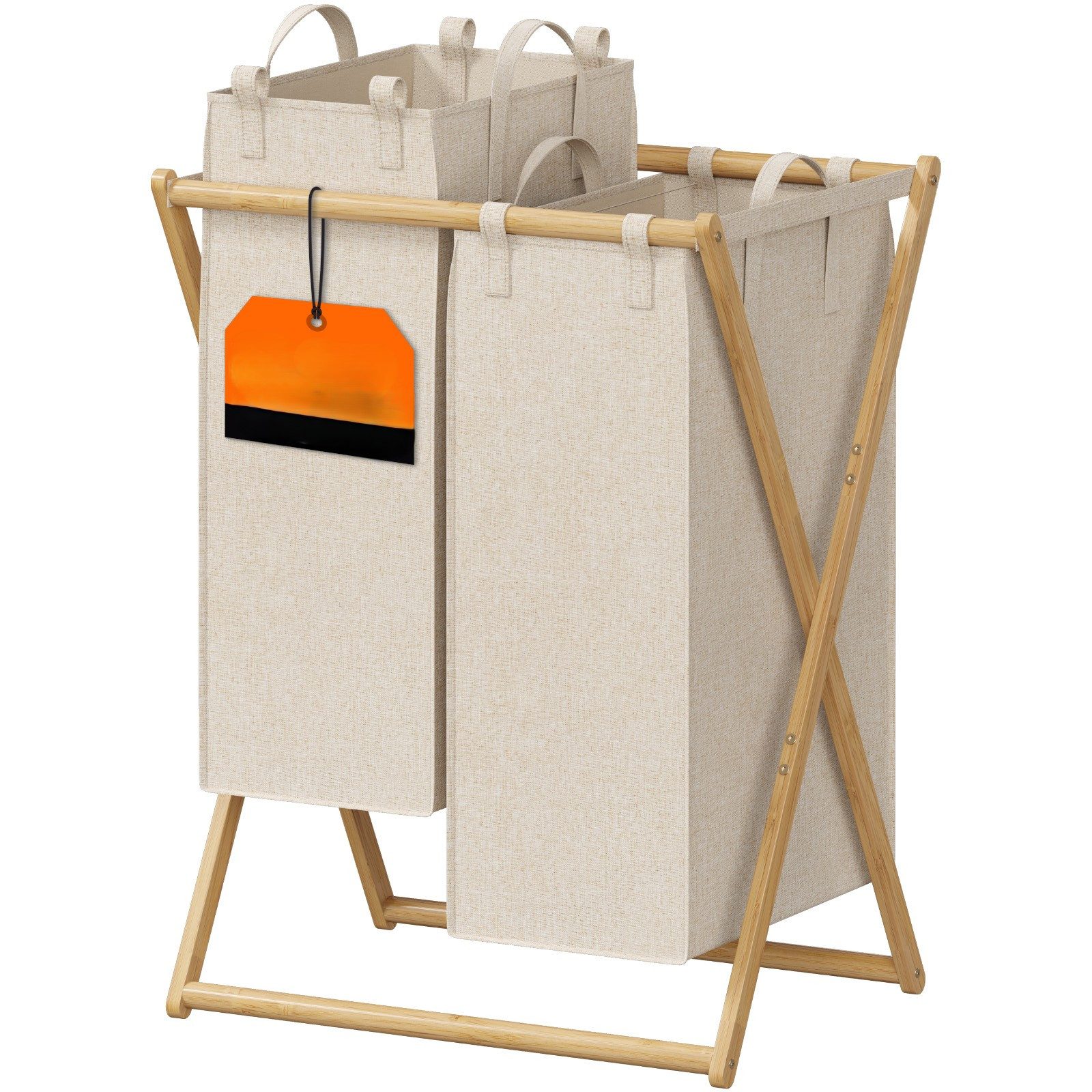 Lifewit Wäschebox 3 Fächer Faltbarer Wäschekorb Bambus Frame mit 3 Abnehmba günstig online kaufen