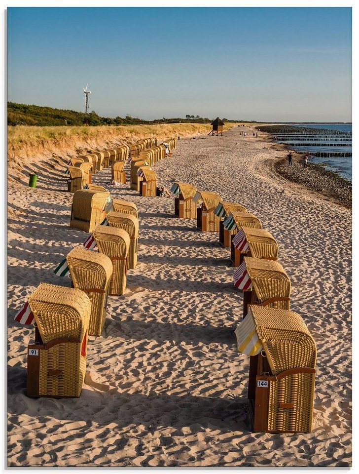 Artland Glasbild Strandkörbe Ostseeküste in Wustrow, Gewässer (1 St), in verschiedenen  Größen