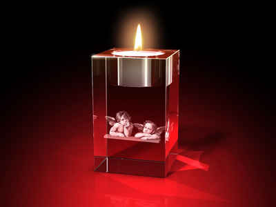 GLASFOTO.COM Teelichthalter »Raffael Engel – Kristallglas mit Innengravur als Geschenk für jeden Anlass 50 x 80 x 50« (1 Stück), Dekofigur Geburtstagsgeschenk