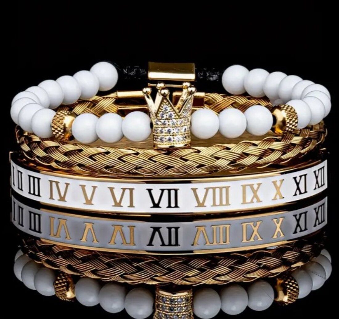 Lale Collection® Armband Set Herren Armband-Set-Edelstahl Schwarz-Gold-Silb günstig online kaufen