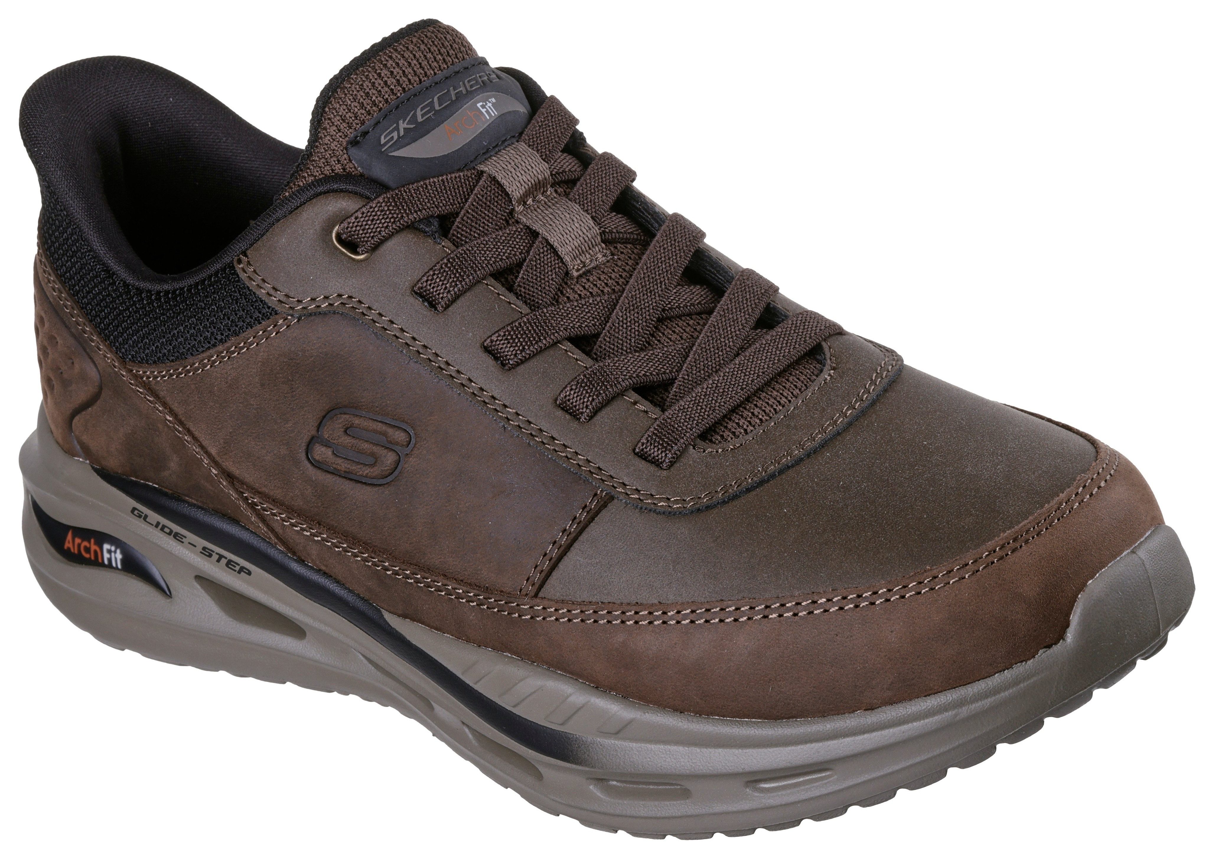 Skechers ARCH FIT ORVAN Slip-On Sneaker Schnürschuh, Trainingsschuh mit Glide Step