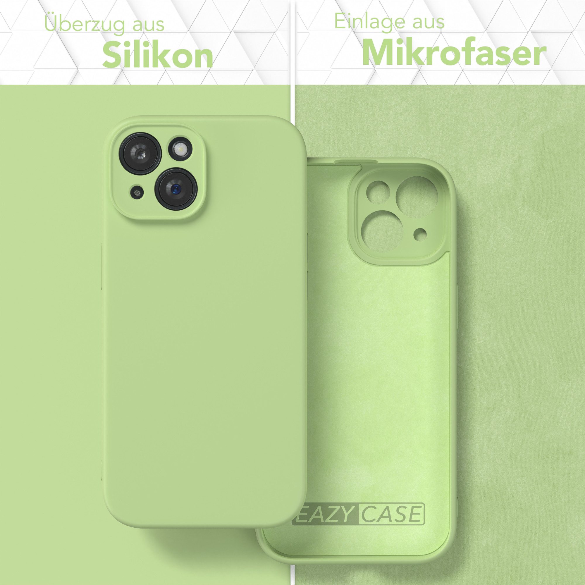 EAZY CASE Handyhülle für Apple iPhone 15 Hülle Silikon 6,1 Zoll, Smart Slimcover Matt Silikon Schutzhülle mit Kameraschutz tpu Grün