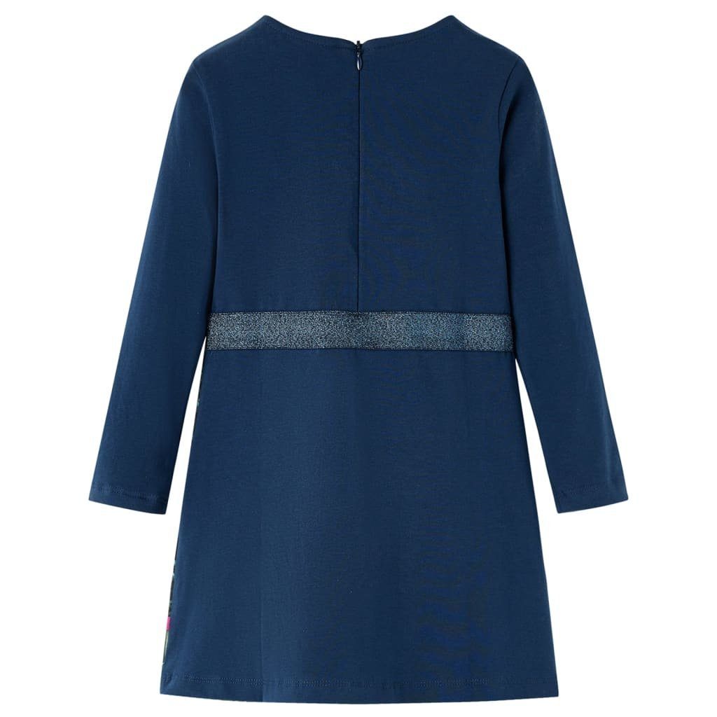 vidaXL A-Linien-Kleid Langen Kurz Kinderkleid Marineblau 104 mit Hirsch-Aufdruck Ärmeln