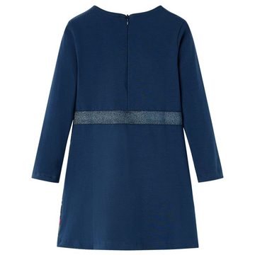 vidaXL A-Linien-Kleid Kinderkleid mit Langen Ärmeln Hirsch-Aufdruck Marineblau 92