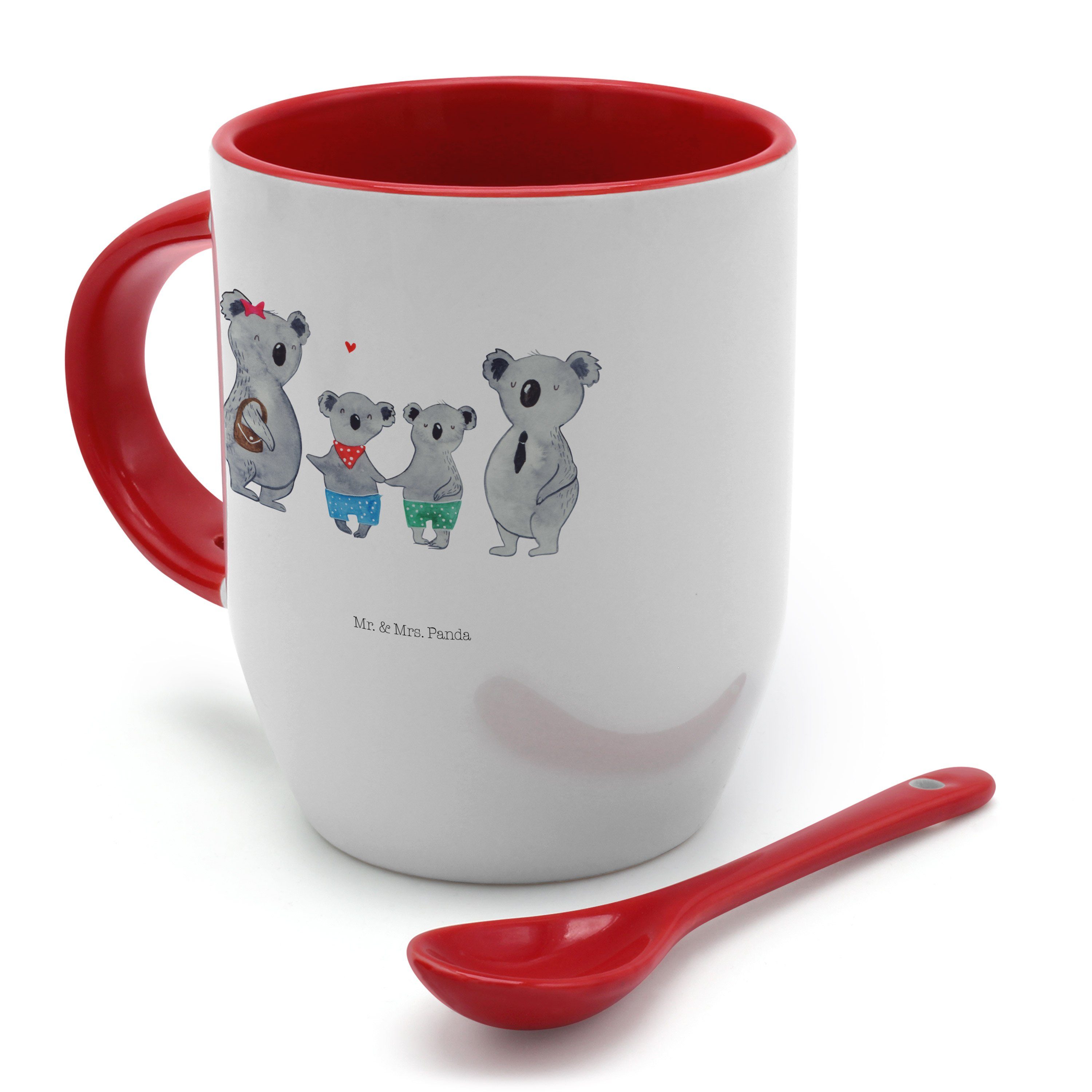 Familie Löffel, Mrs. Familienzeit, Geschenk, - zwei Mr. - & Panda Koala Weiß Tasse Keramik mit Tasse