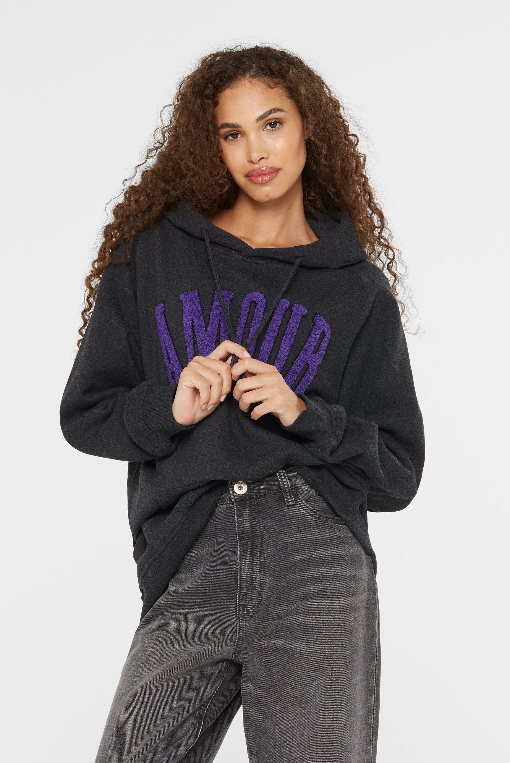 SENSES.THE LABEL Kapuzensweatshirt mit Frottee Lettern