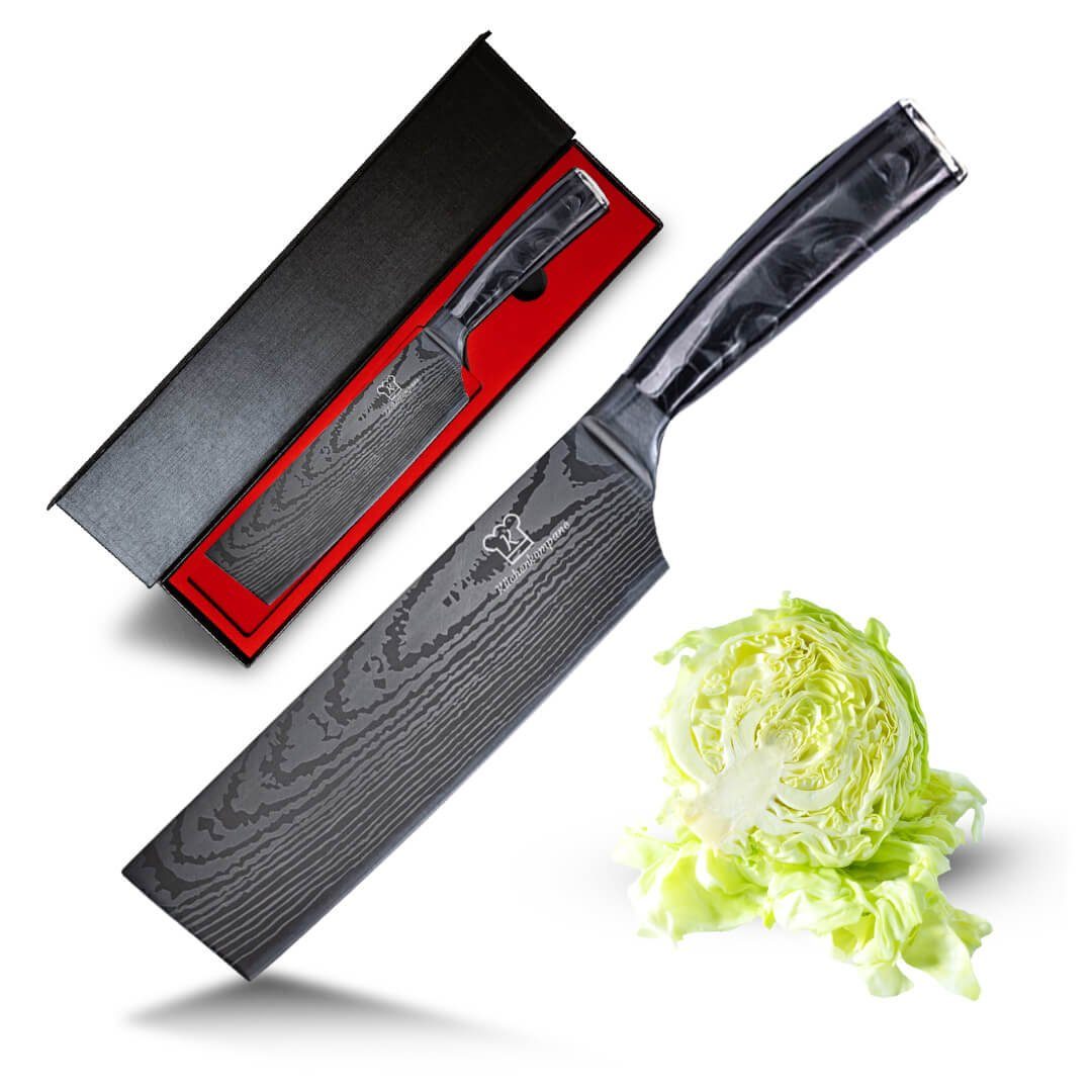 Küchenkompane Asiamesser Nakiri Messer –18 cm–Damast-Optik–Gemüsemesser