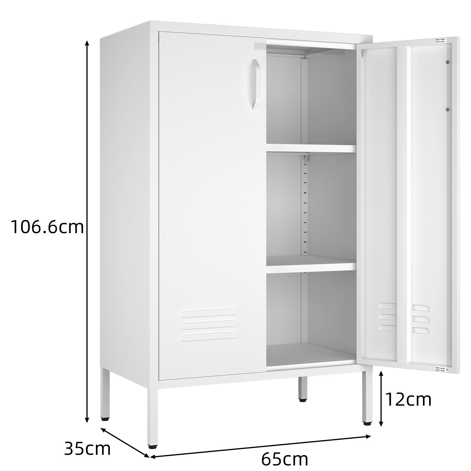 REDOM Aktenschrank Stahlspeicherschrank (mit 2 Türen & 2 verstellbaren Regalen, 1-St., 65*35*106.6cm)