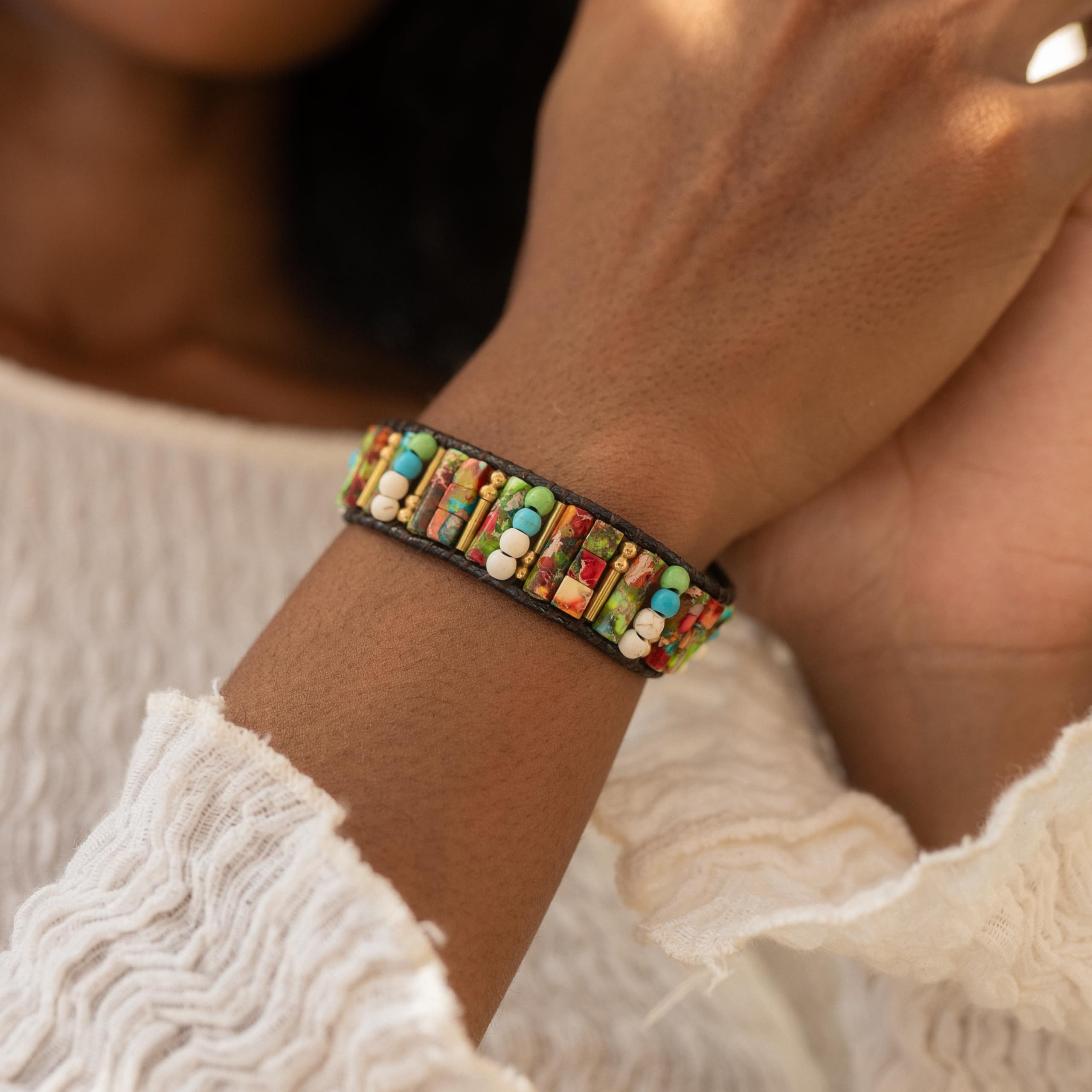 Made by Nami Armband Boho Damen mit bunten Perlen Spiritueller Schmuck 18 + günstig online kaufen