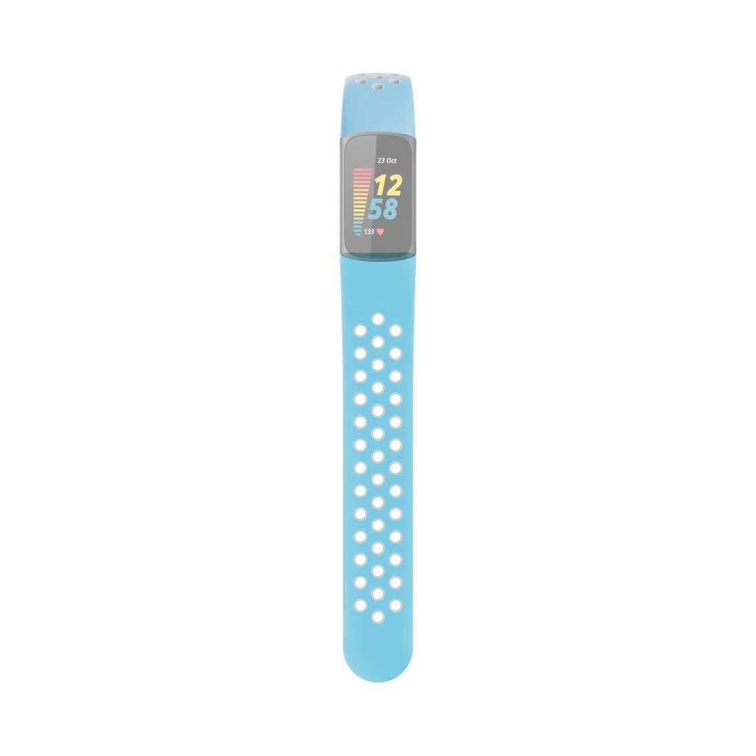 Smartwatch-Armband Uhrenarmband für atmungsaktives Charge Sportarmband 5, Fitbit hellblau Hama
