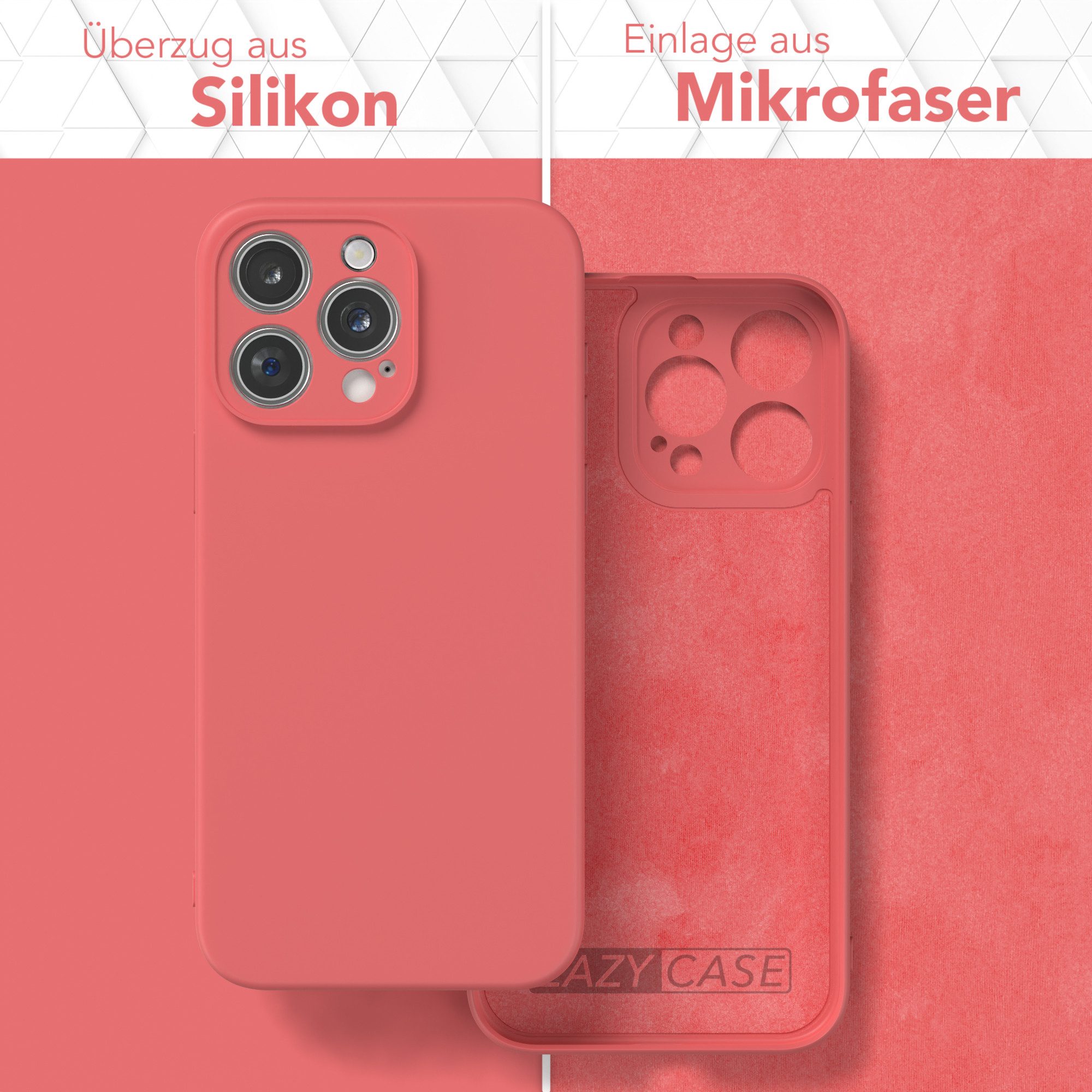 EAZY CASE Handyhülle für Apple iPhone 15 Pro Max Hülle Silikon 6,7 Zoll, Schutzhülle mit Kameraschutz stoßfest Telefonhülle Matt Rot / Hellrot