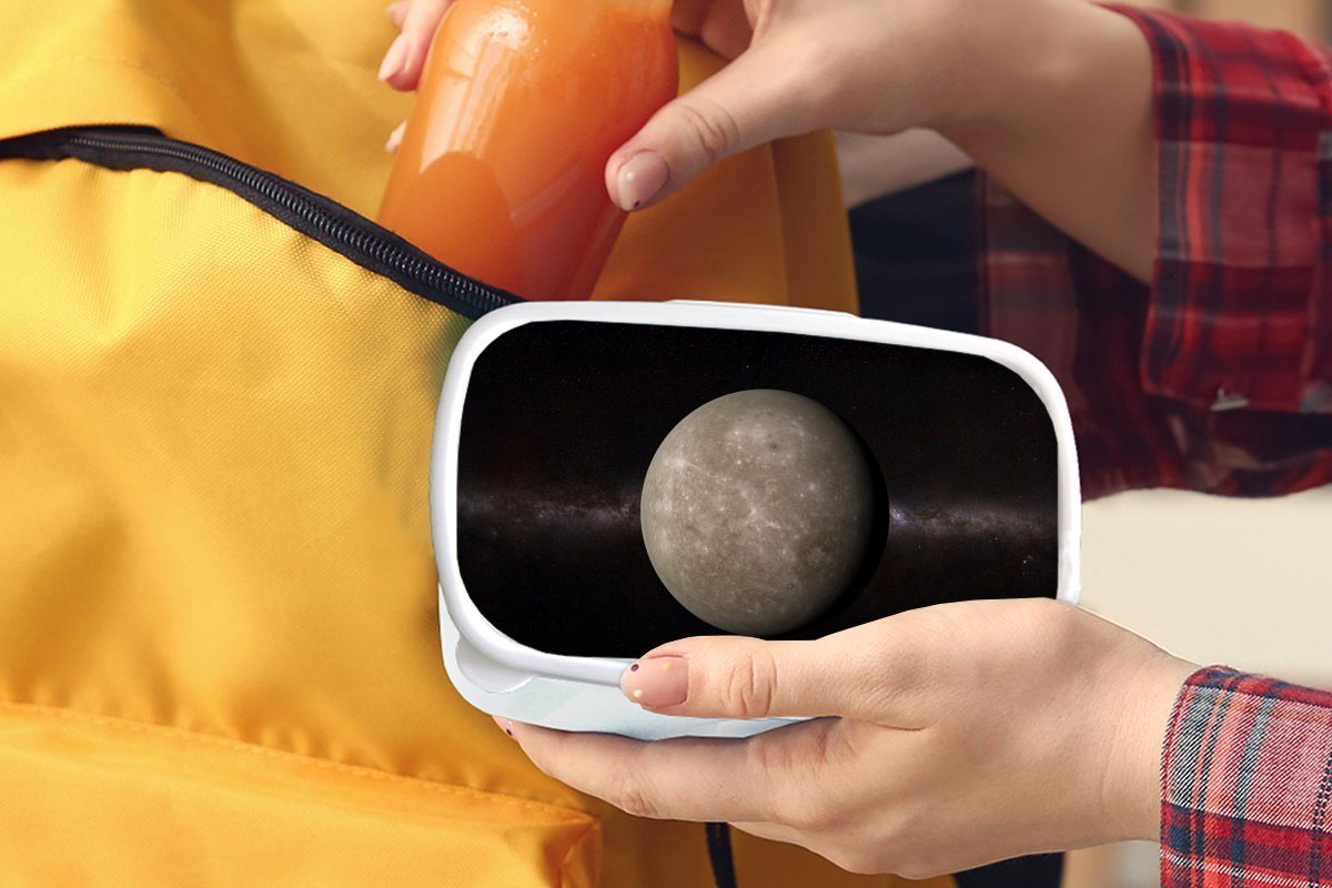 MuchoWow Lunchbox Eine des für Planeten und Merkur, Brotdose, Jungs (2-tlg), Erwachsene, und weiß Kinder Mädchen Brotbox für Kunststoff, Illustration