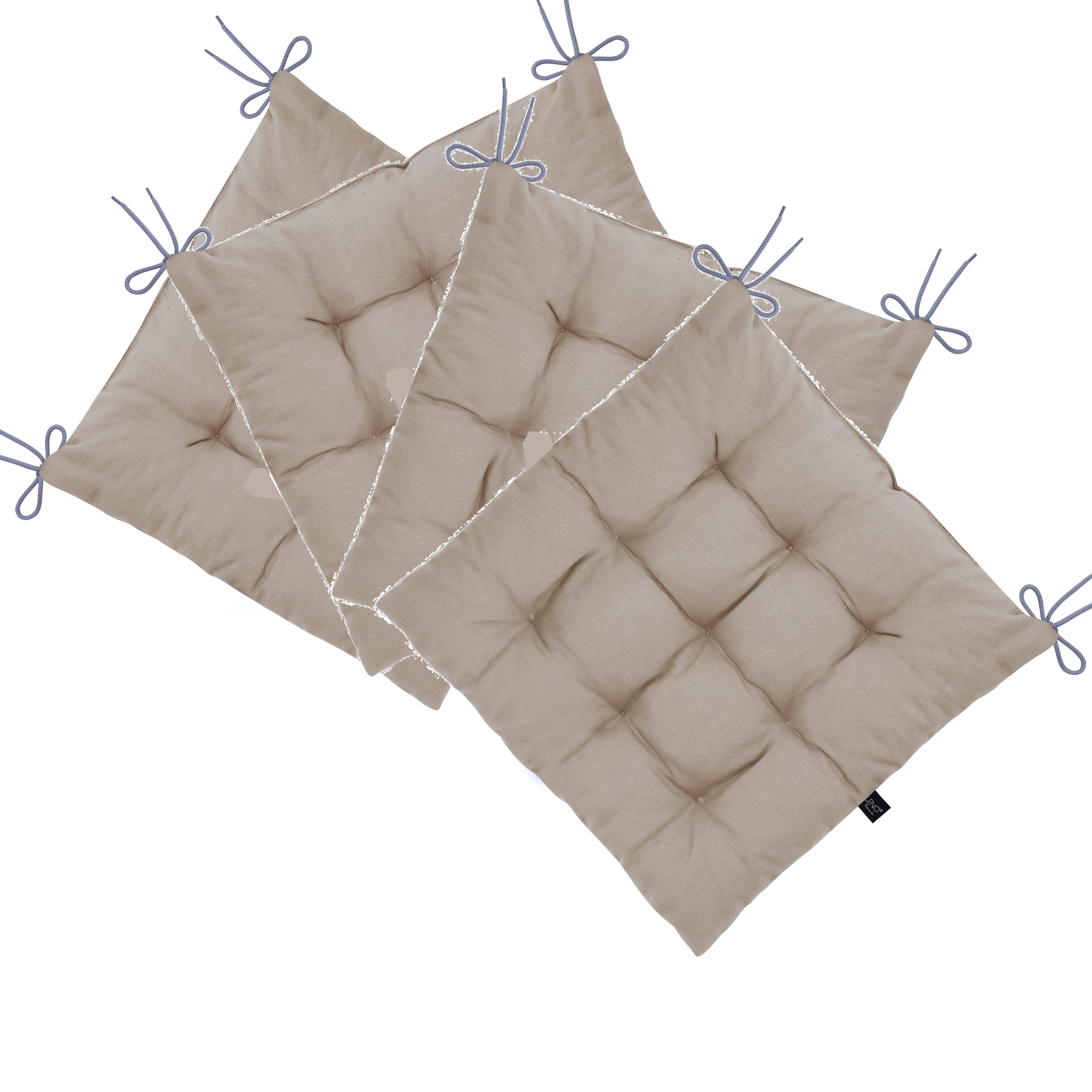 LILENO HOME Stuhlkissen Sitzkissen für Gartenstuhl, Küchenstuhl oder Esszimmerstuhl 40x40x6 cm, Bequeme Indoor u. Outdoor Stuhlauflage als Stuhl Kissen Hellbraun