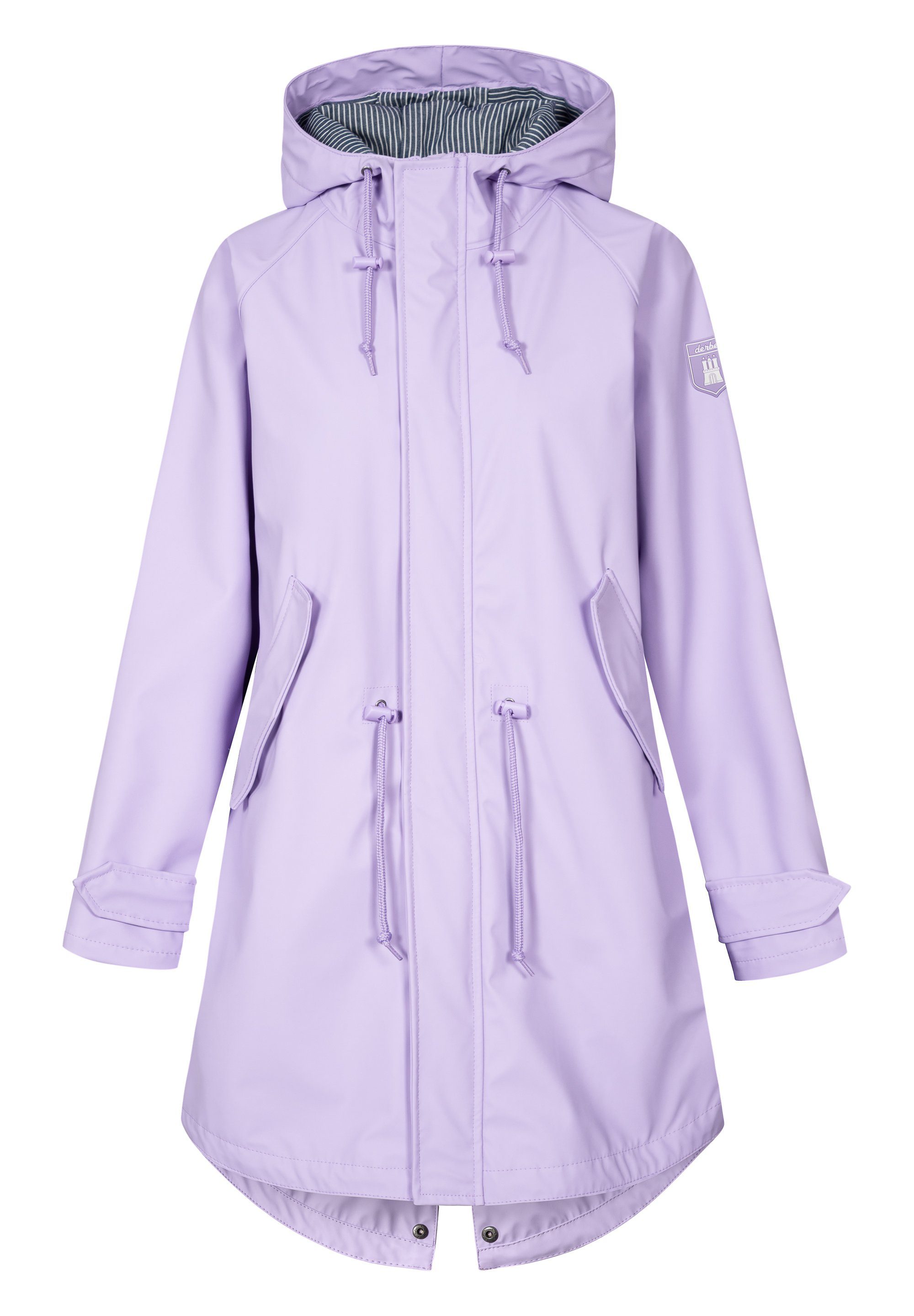 Regenjacke gestreiftes Traveby Innenfutter, rose/navy purple Derbe Wasserabweisend, winddicht, nachhaltig Friese