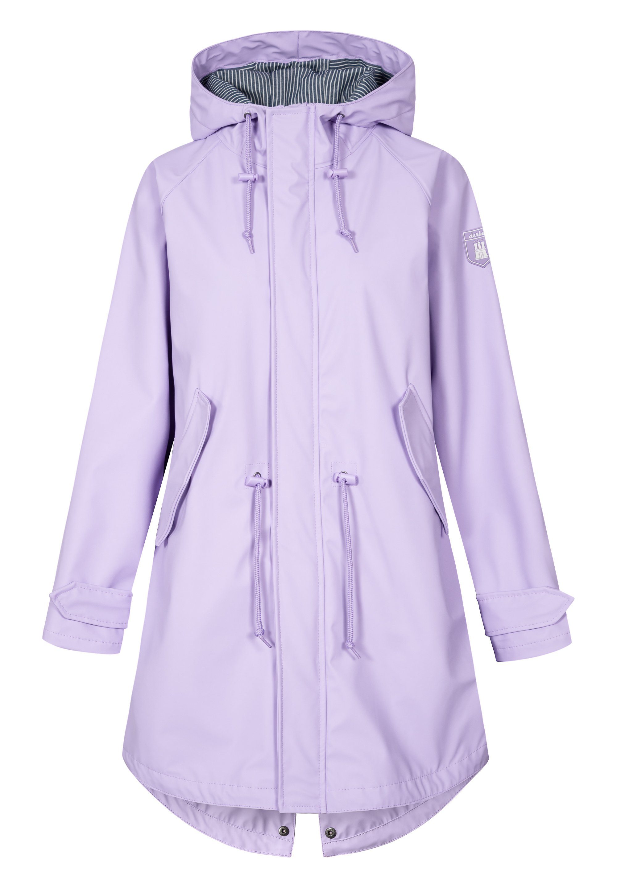 nachhaltig Friese Traveby Wasserabweisend, gestreiftes Derbe Regenjacke winddicht, rose/navy purple Innenfutter,