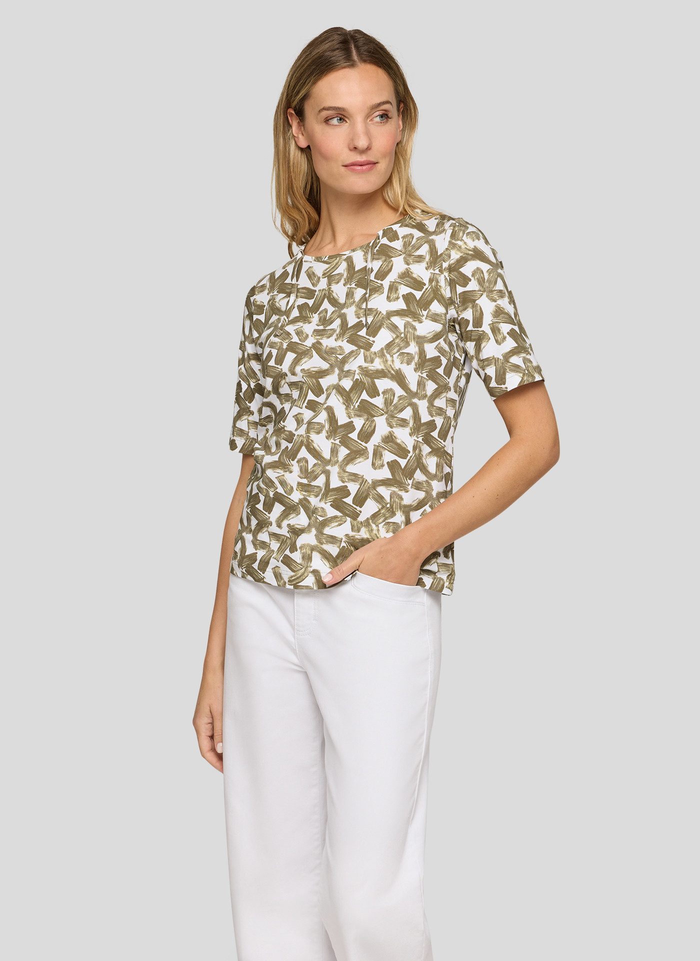 Rabe Rundhalsshirt mit Allover-Muster