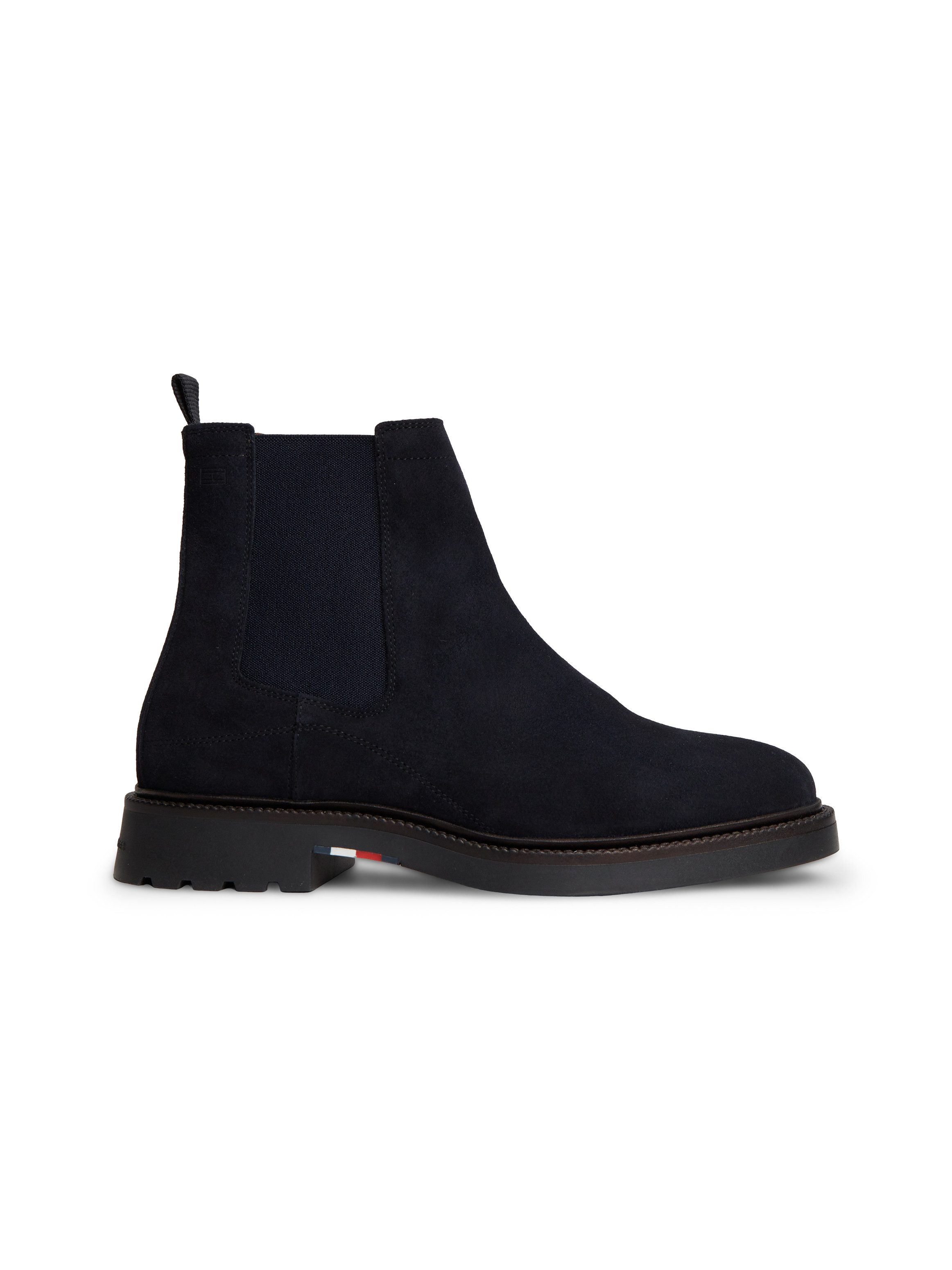 Tommy Hilfiger CORPORATE CASUAL SUEDE CHELSEA Chelseaboots Blockabsatz, Stiefelette mit praktischer Anziehlasche, schmale Form – Bild 4 von 5