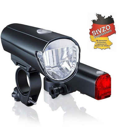 breluxx Fahrradbeleuchtung Fahrrad LED Beleuchtung Set mit StVZO Zulassung 1W 30 LUX