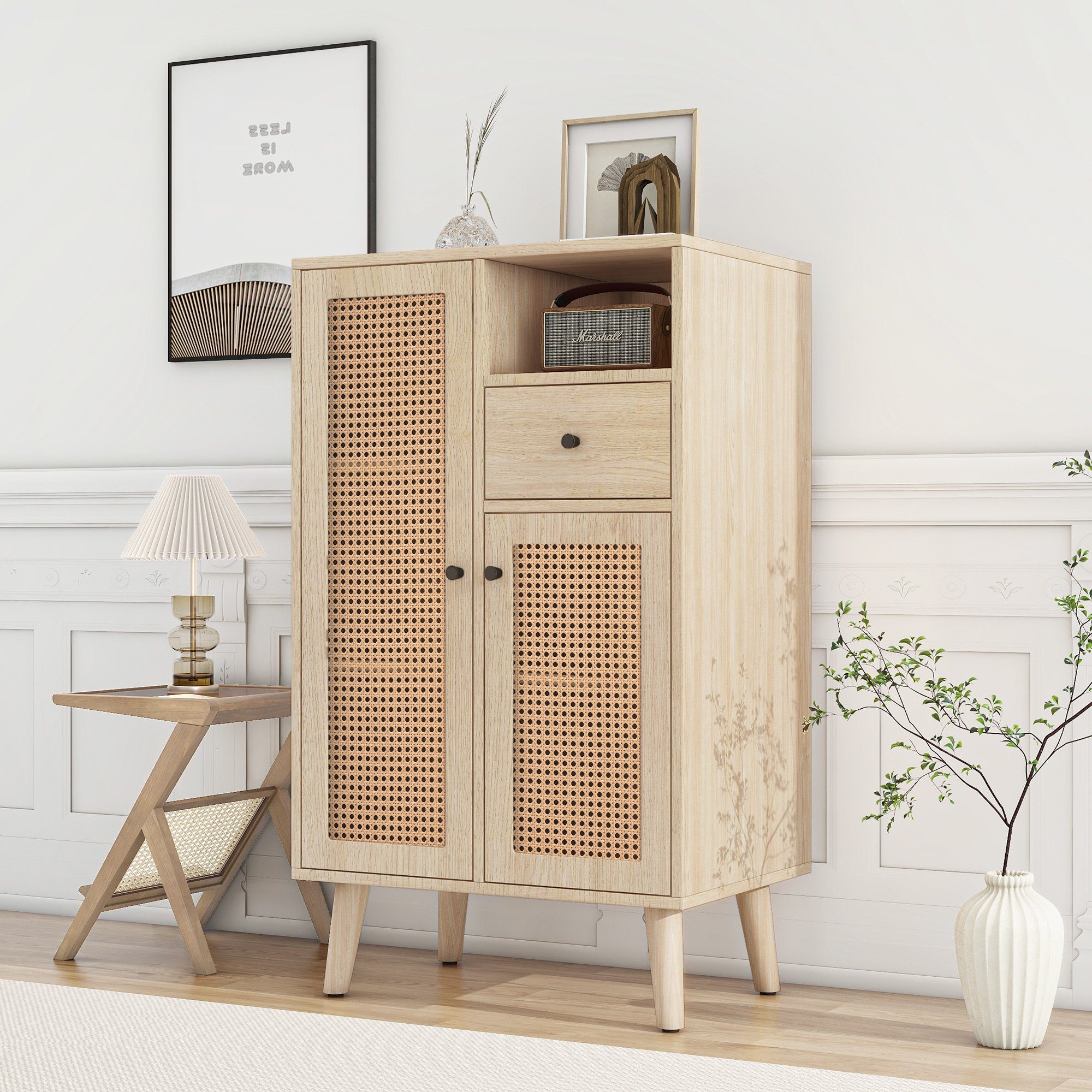 Merax Sideboard, mit Rattantüren und Schublade, Highboard, Kommode, Anricht günstig online kaufen
