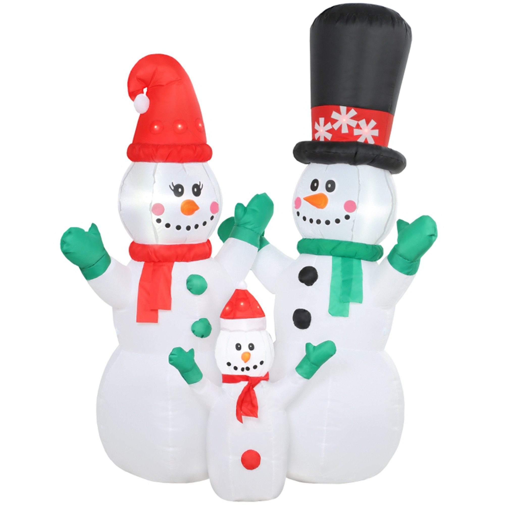 MC Star Weihnachtsmann Aufblasbar Schneemann Familie, 1,8 m Weihnachtsdeko (mit LED-Beleuchtung für Innen- und Außenbereich)