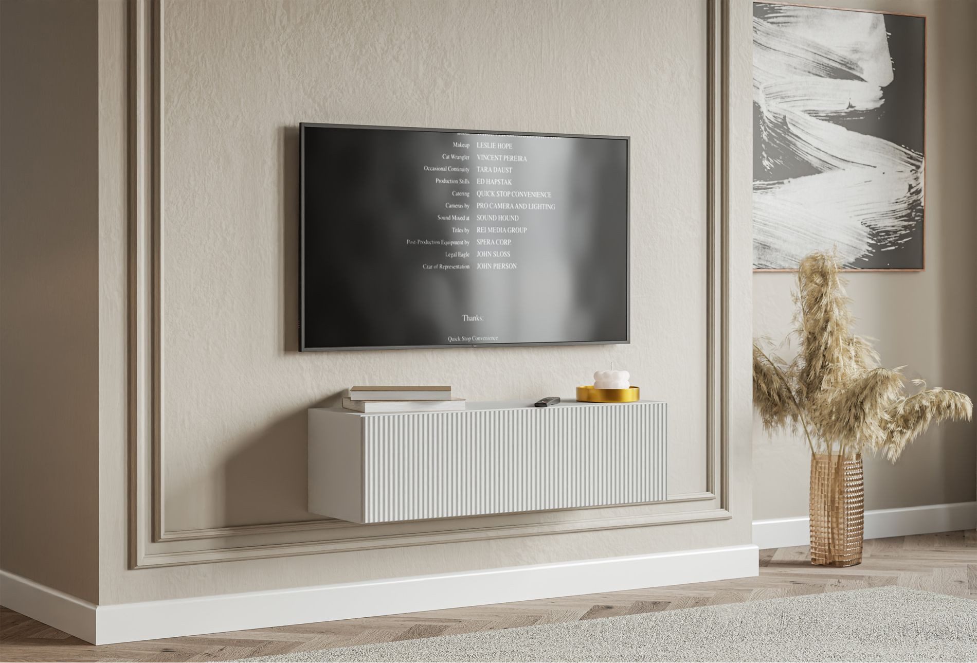 Selsey TV-Schrank VELDIO TV-Hängeboard mit Riffel-Optik, Schwebendes Design, 100 / 200 / 300 cm