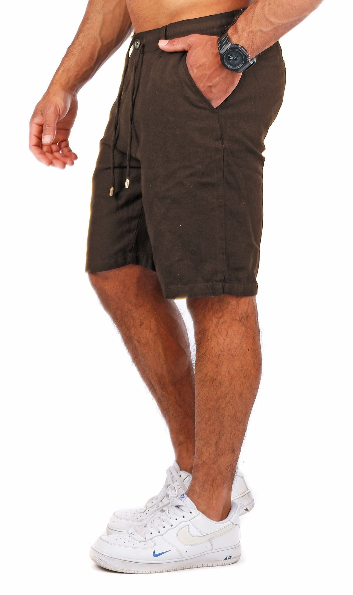 CARISMA Shorts Herren Leinen Baumwoll Mix Hose kurz trendig angenehm regular fit 2219 in Unifarbe