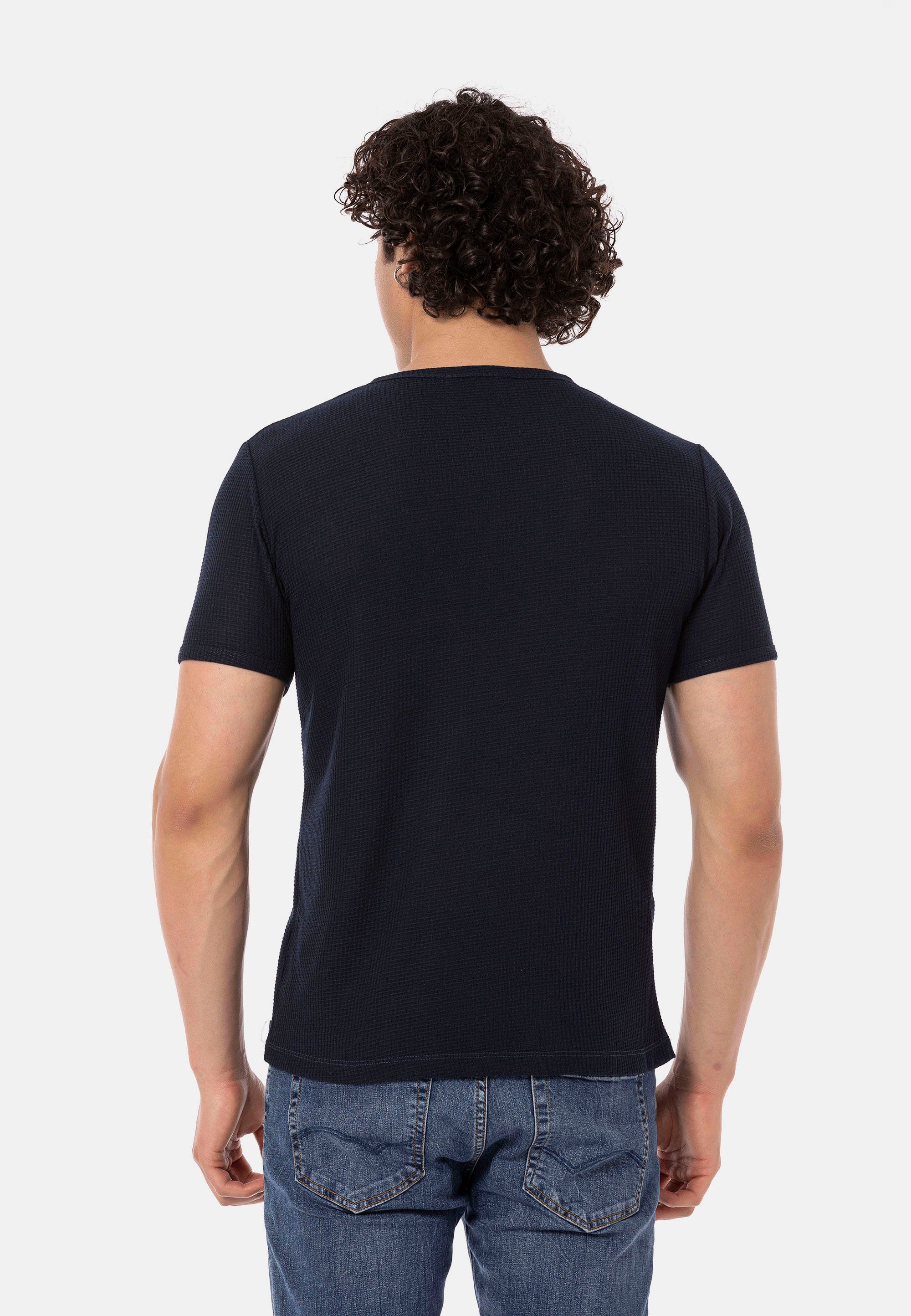 RedBridge T-Shirt Wallasey mit stylischer Knopfleiste dunkelblau