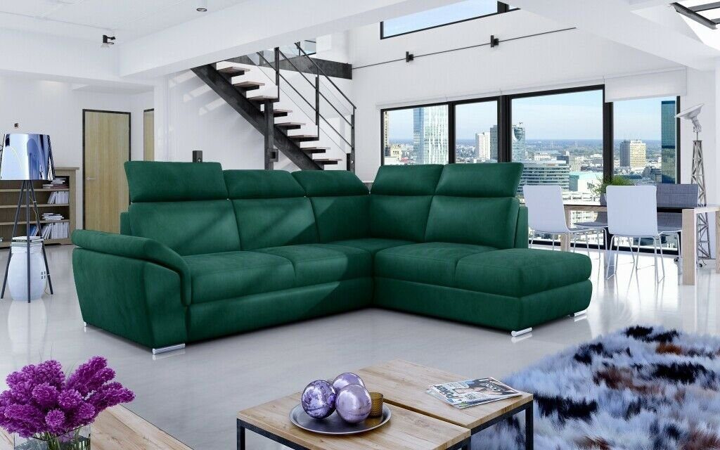 JVmoebel Ecksofa, Stoff Ecksofa L-Form Sofa Couch Design Polster Modern Textil Grün