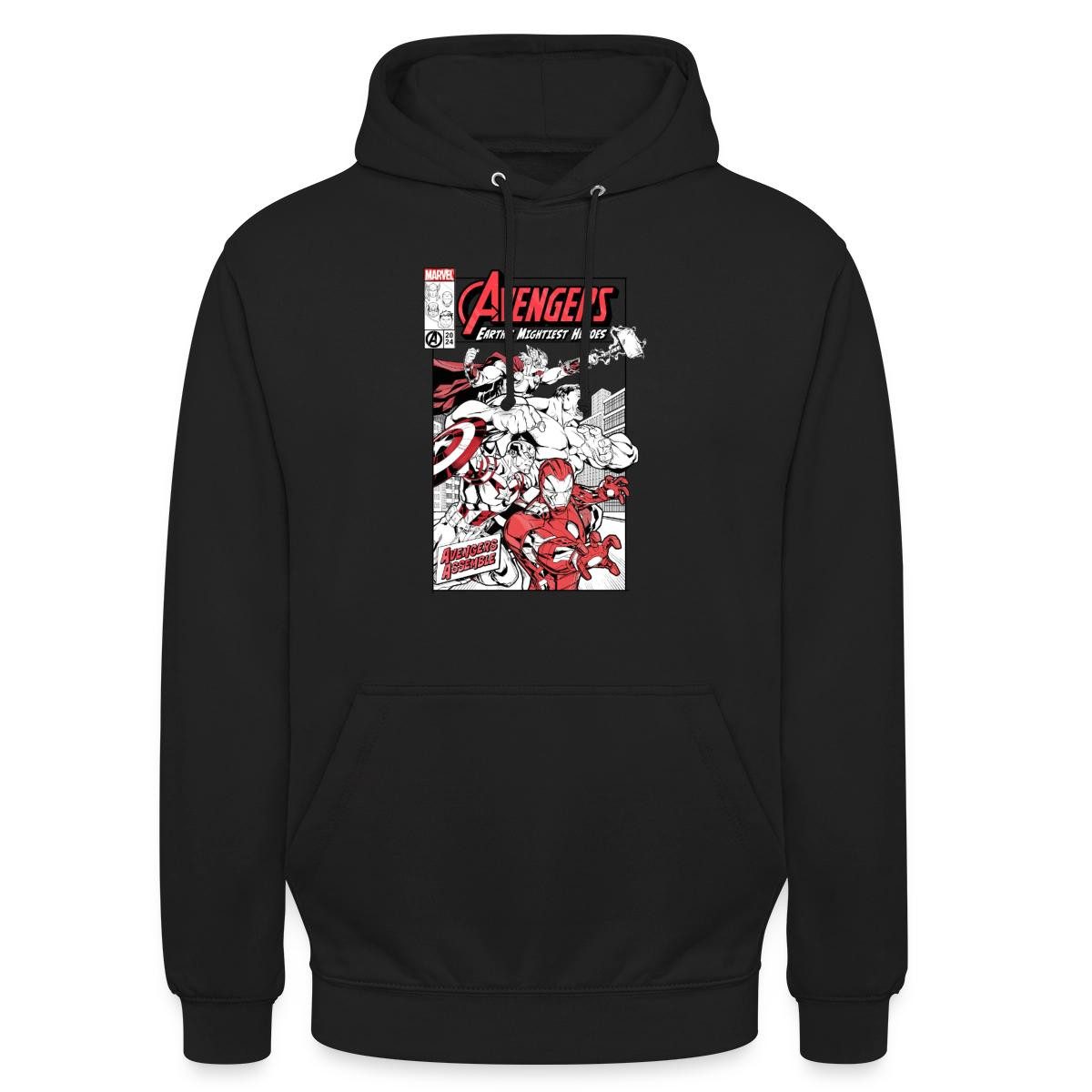 Spreadshirt Hoodie Avengers Assemble Helden Comic-Motiv Unisex Hoodie (1-tlg) Unisex-Schnitt: Sitzt bei Männern körpernah, bei Frauen weit