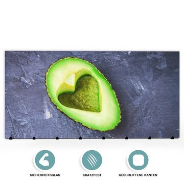 Primedeco Garderobenpaneel Magnetwand und Memoboard aus Glas Herz in Avocado
