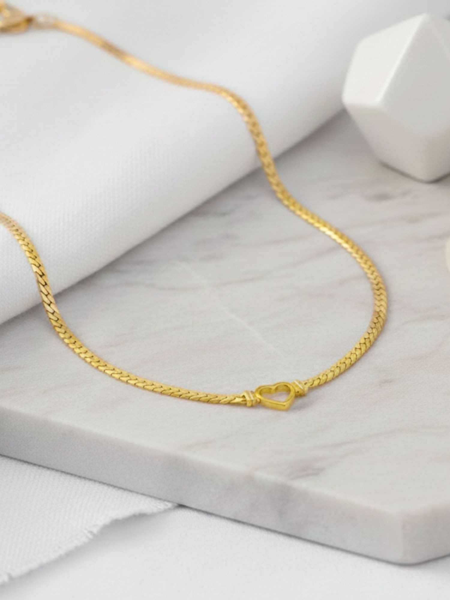 BS Schmuckdesign Herzkette Halskette Damen Panzerkette Herzanhänger 18K vergoldet (inkl. Geschenkbox), 18K vergoldet, hypoallergen & wasserfest – Bild 3 von 5