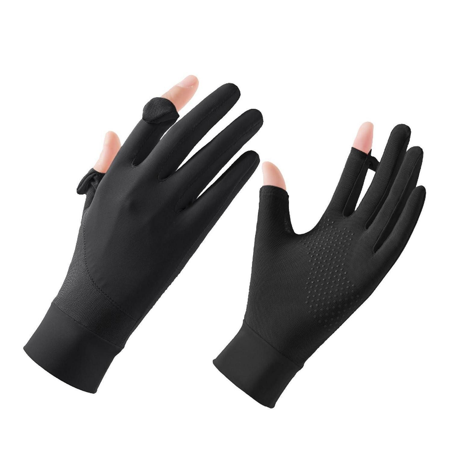 LuxusKollektion Armlinge Damen Sonnenschutz Handschuhe Schwarz L (1-St)