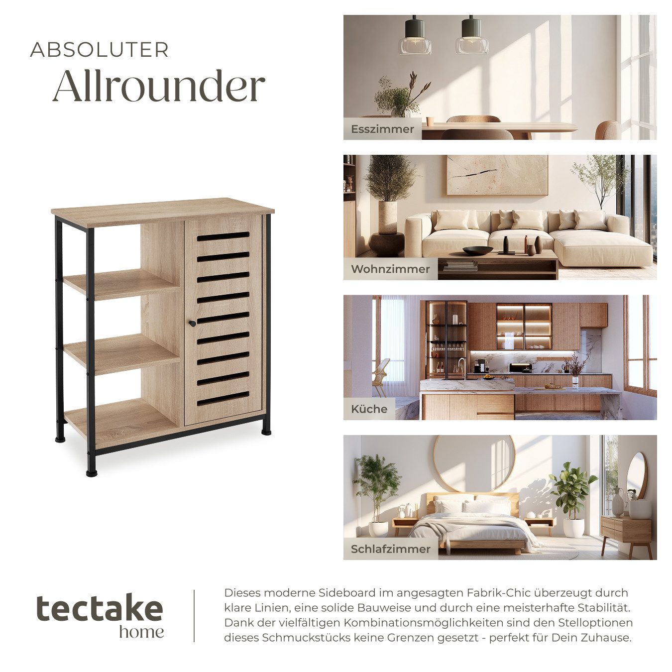 tectake Highboard Sideboard, Industrial Style