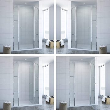 AQUABATOS Dusch-Drehtür Duschwand Glas Drehtür Nischentür Duschtür in Nische, 115x195 cm, Einscheibensicherheitsglas, mit Festteilen und Duschablagen Nanobeschichtung mit Verstellbereich