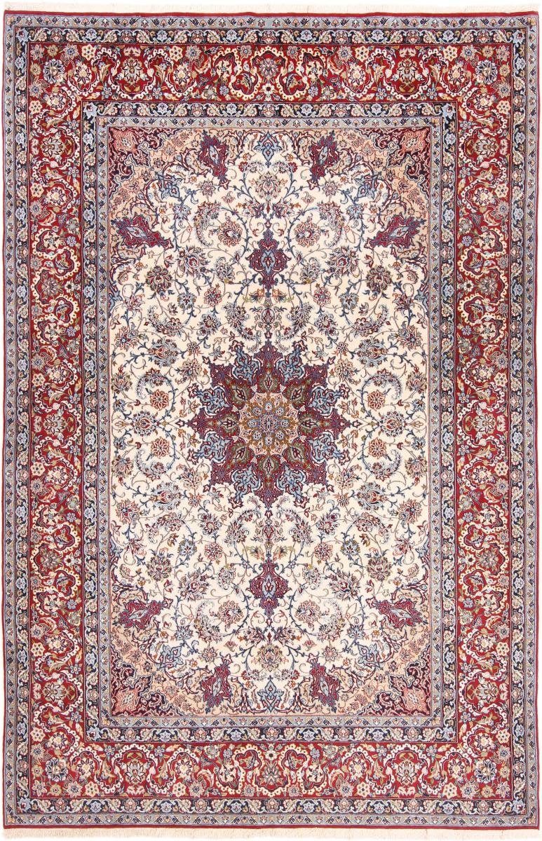 Orientteppich Isfahan Seidenkette 155x235 Handgeknüpfter Orientteppich, Nain Trading, rechteckig, Höhe: 8 mm