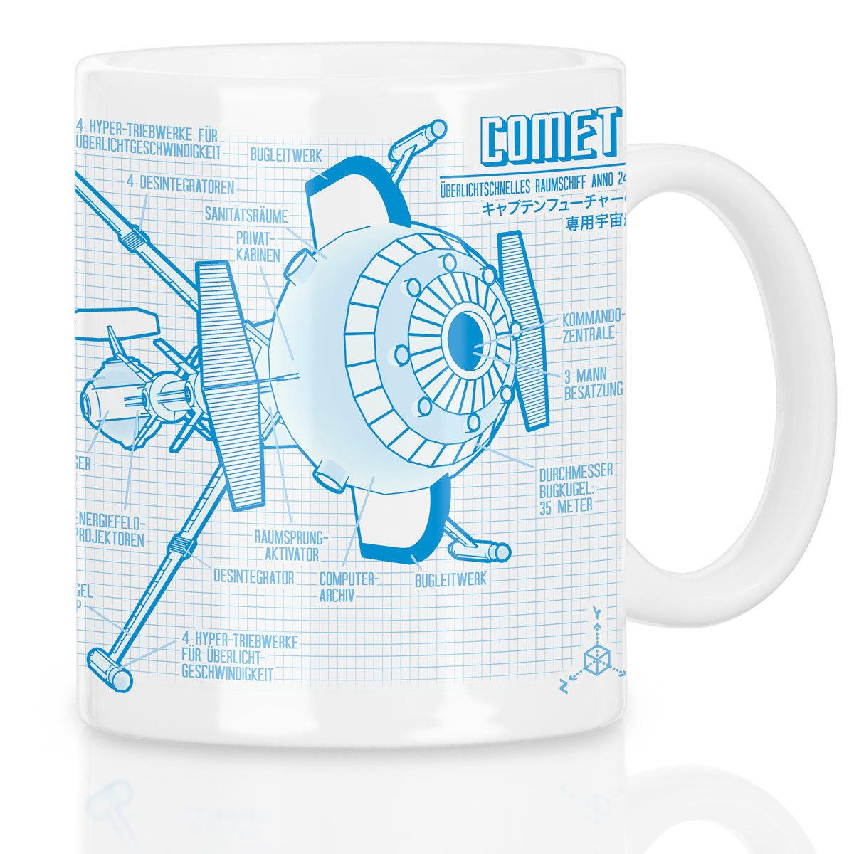 style3 Tasse, 1-tlg., Keramik, Captain Future Kaffeebecher Tasse comet blaupause captain anime 80er