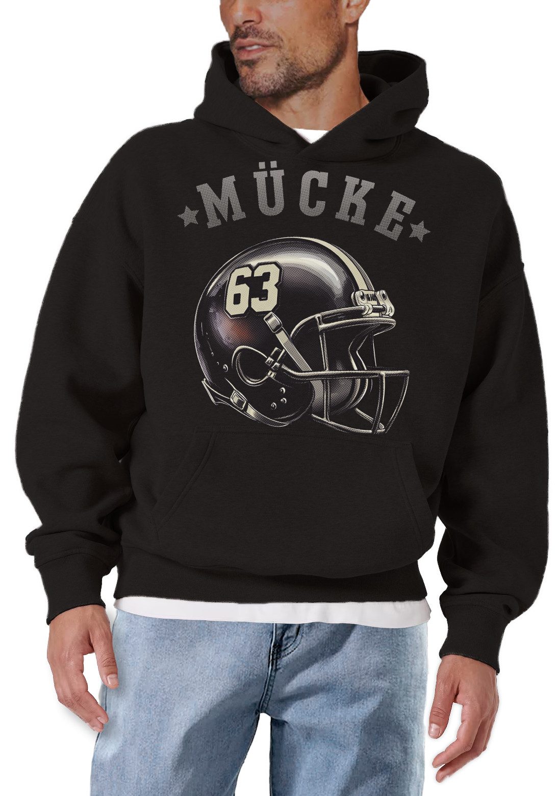 MAKAYA Kapuzenpullover Mücke 63 American Football Helm Vintage Bulldozer Mo günstig online kaufen