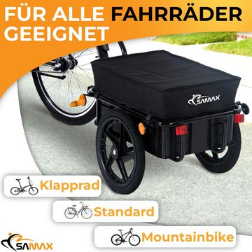 SAMAX Fahrradlastenanhänger Lastenanhänger / Fahrradanhänger für 60 Kg / 70 Liter in Schwarz