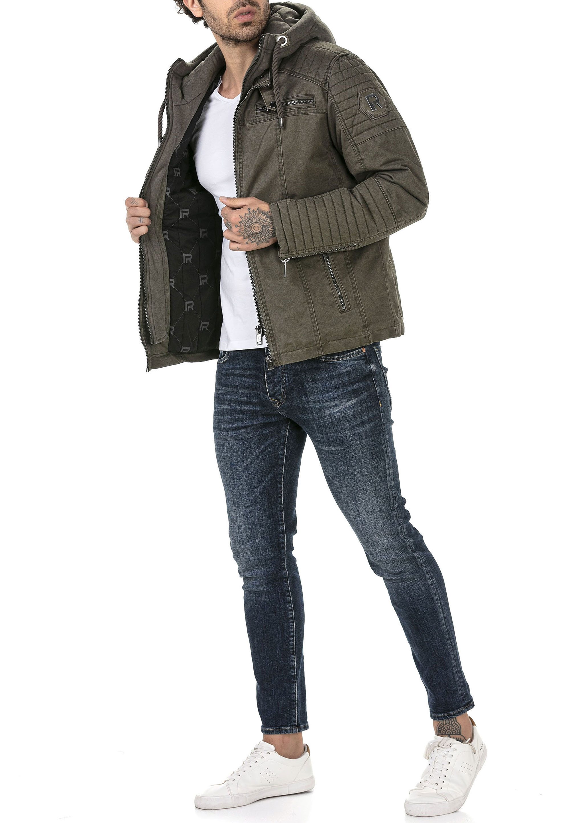 RedBridge Bikerjacke mit abnehmbarer Kapuze Übergangsjacke