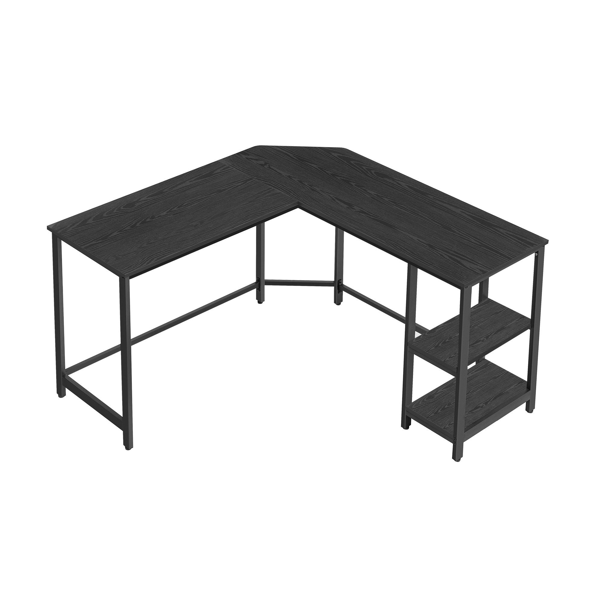 2 | Ablagen Schreibtisch mit Schwarz L-förm VASAGLE Computertisch, | Eckschreibtisch schwarz schwarz