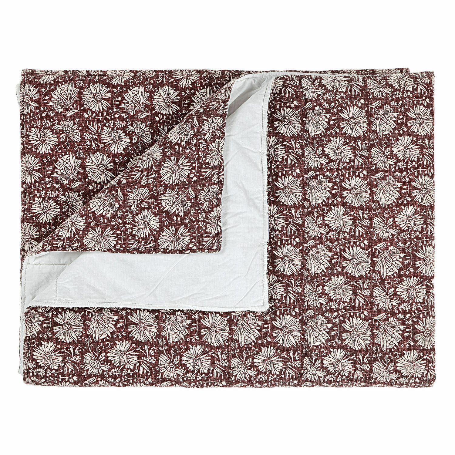 Mirabeau Tagesdecke Plaid Soleique bordeaux/weiß