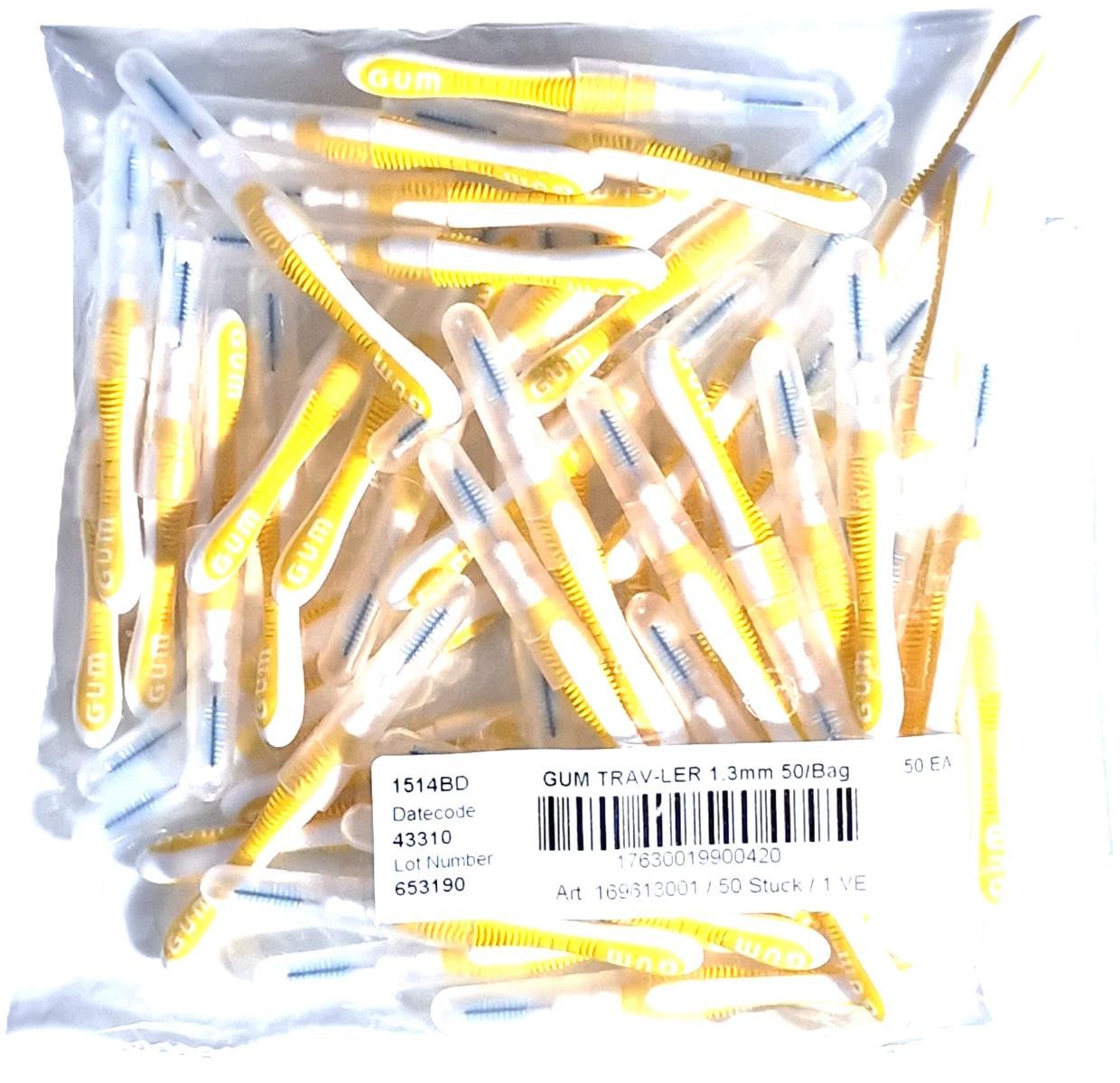 GUM Interdentalbürsten GUM TRAV-LER Interdentalbürsten gelb 1,3mm - 50 Stück im Beutel
