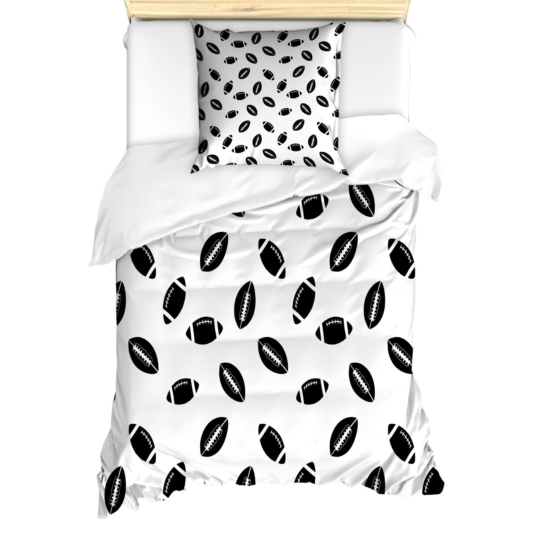 Abakuhaus Bettwäsche Milbensicher Всеrgiker geeignet mit Kissenbezug, Microfaser, American Football schwarz Balls