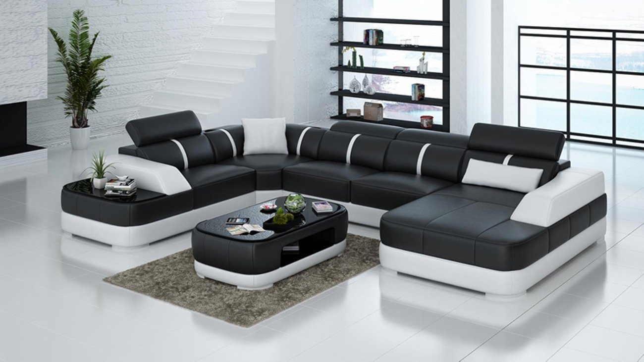 JVmoebel Ecksofa Ledersofa Garnitur Design Modern Ecke Sofa U-Form mit USB Leder | Ecksofas