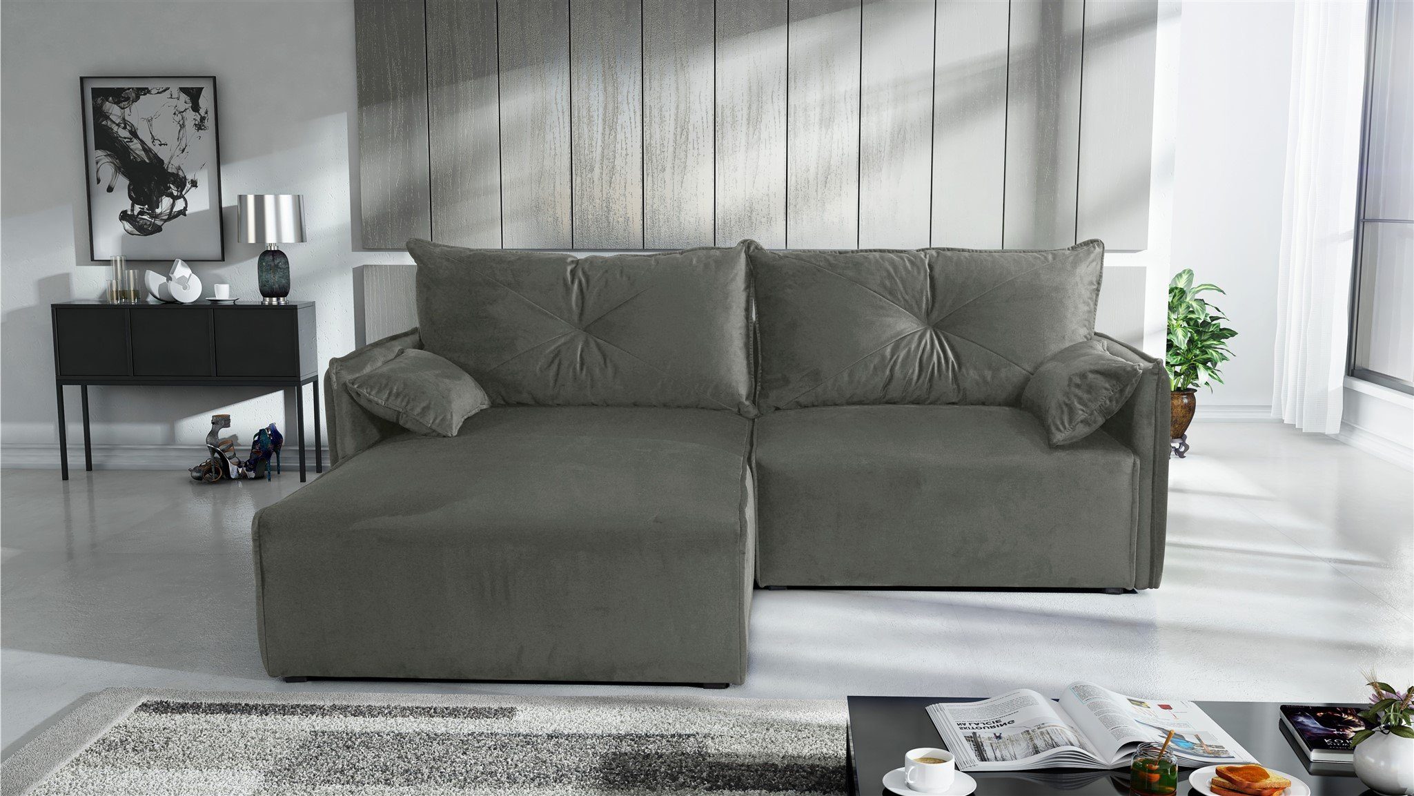 ᐅ Fun Möbel Ecksofa HUNTER XS in Stoff Royal Ottomane Rechts oder Links ...
